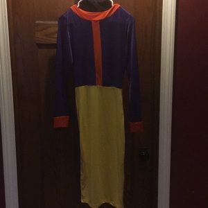 Soft, silky, stretchy color block dress.